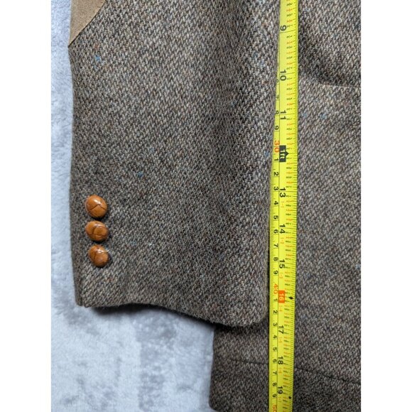 Stewart County Blazer Mens 48L Brown Wool Academia Elbow Patch Acorn Button - Picture 12 of 16